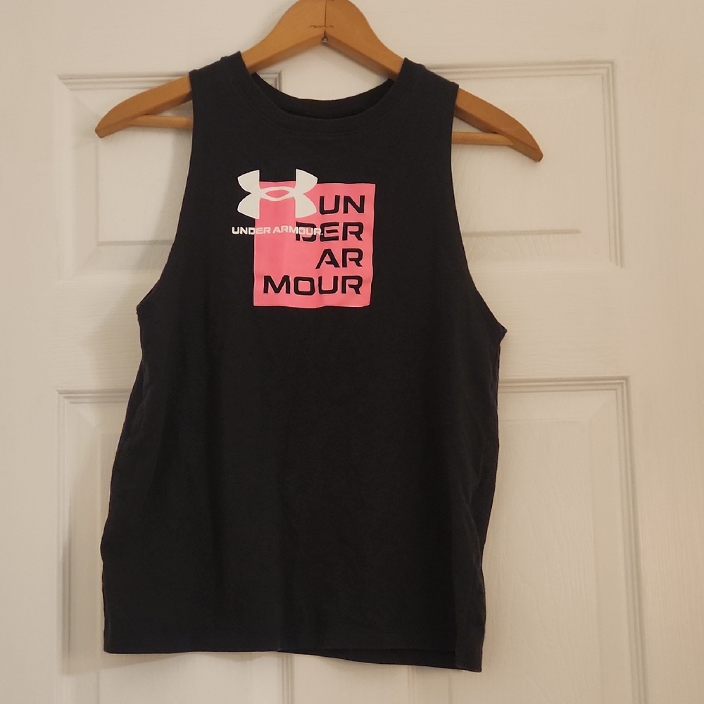 Under Armour Black Sleeveless Top with Pink Graphic